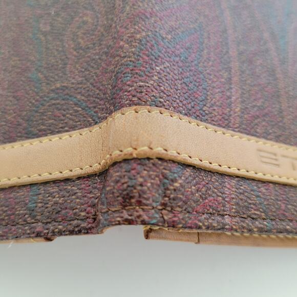 Etro Brown Large Leather Wallet Bifold Italian Paisley Card Bil Unisex Long Logo - Picture 10 of 10